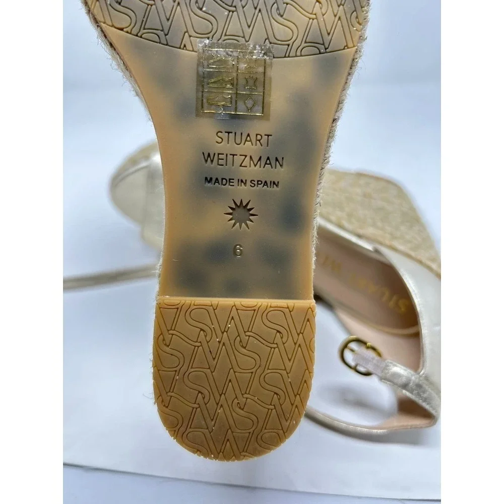 STUART WEITZMAN Nudistcurve Metallic Espadrille Wedge Sandals 6 - Picture 8 of 9